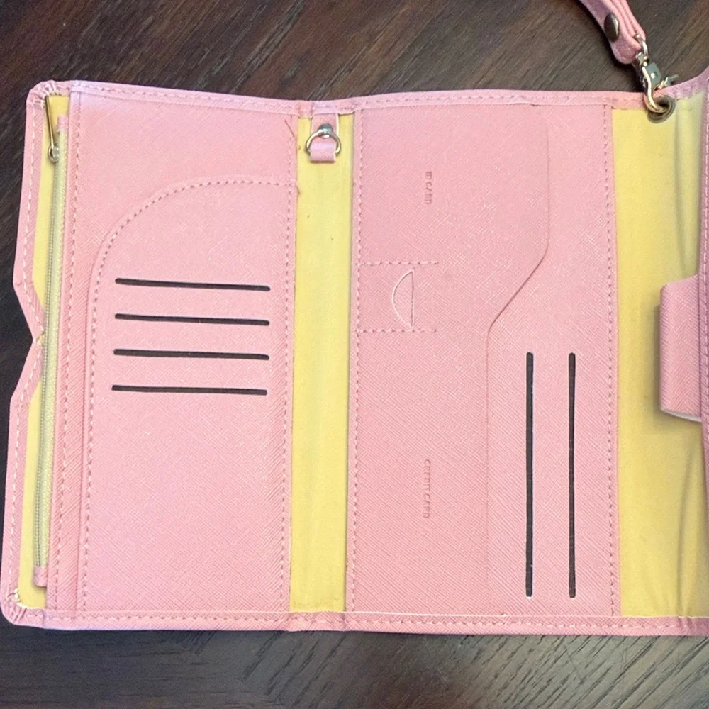 Pink Envelope Wallet Wristlet Clutch Travel Organizer Card Holder OS